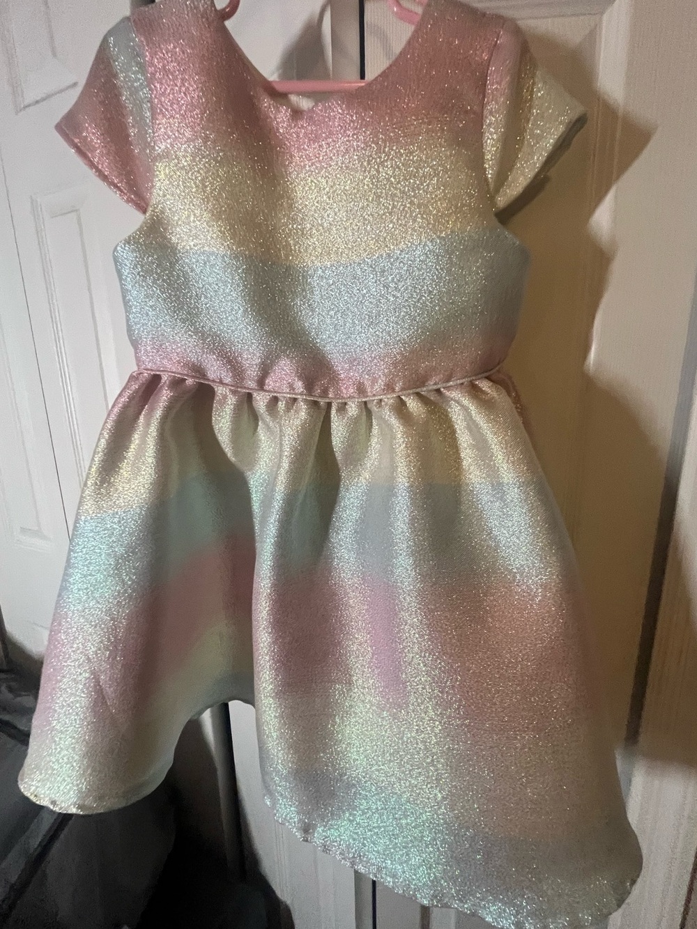 Primark Girls sparkly pink, yellow & blue Tulle Dress size 6-7